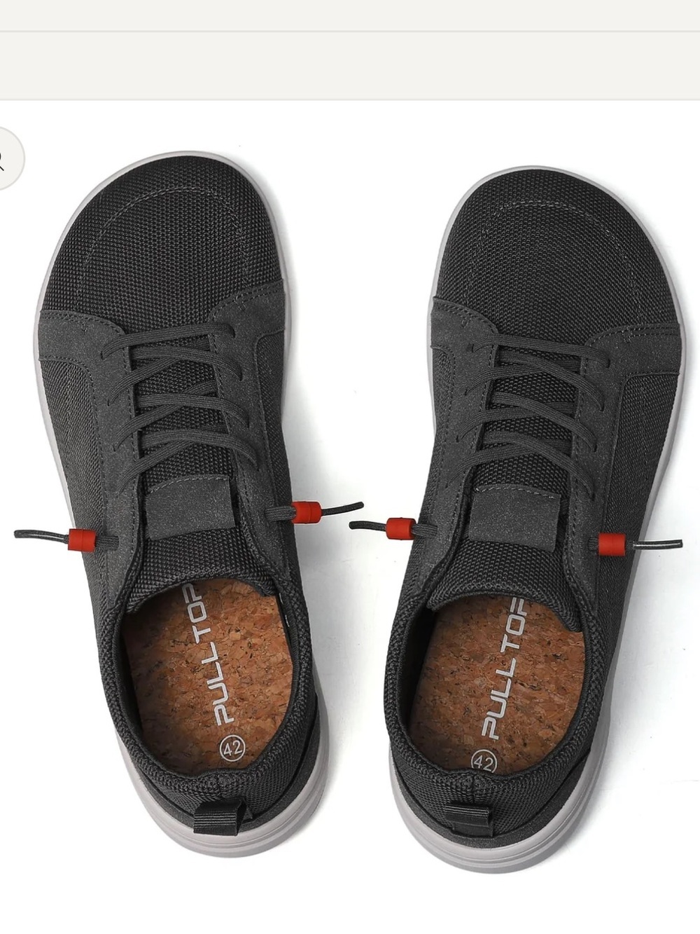 Pull top Men's Charcoal barefoot Mesh Sneakers 12 wide toe box casual vacation